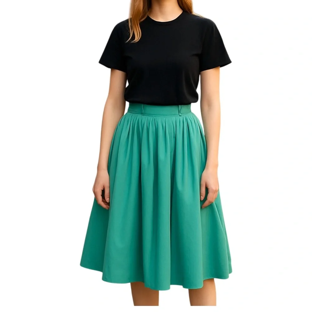 NWT Tailor & Twirl For Retro Fashion A-Line Midi Skirt in Seafoam Blue Size MED